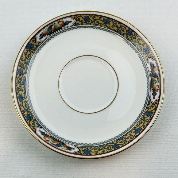 Thomas Bavaria Harvest Footed Cup & Saucer Set Fruit Blue Scroll Gold Rim - Picture 7 of 15